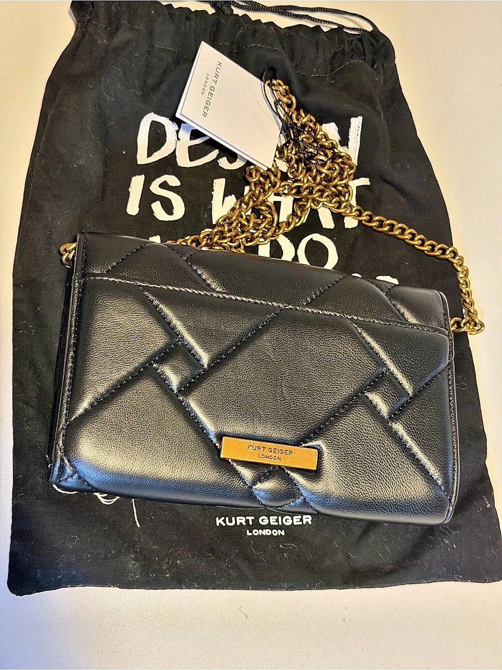 Kurt Geiger London Kensington Quilted Wallet Black Clutch